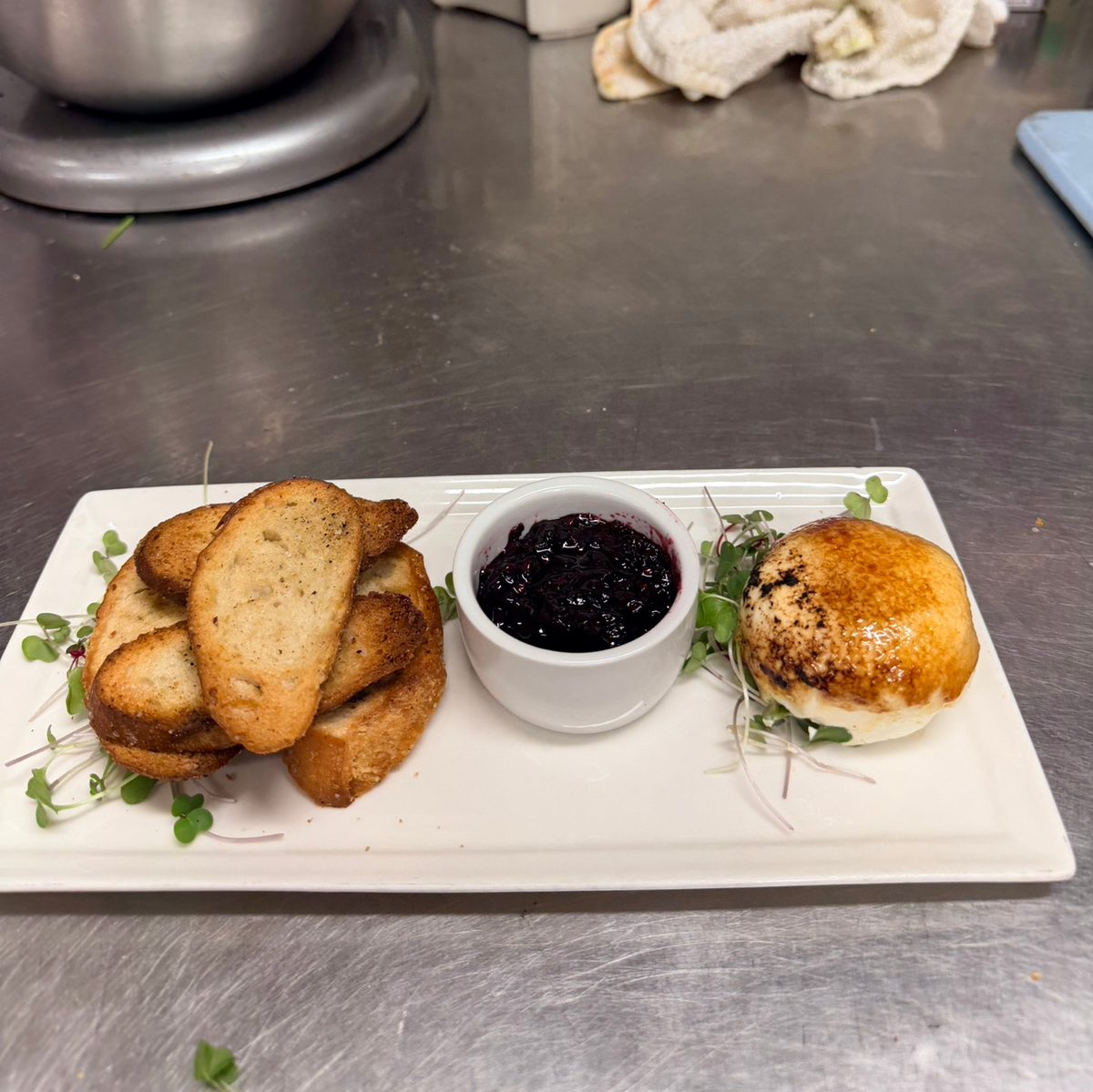 Honey Brulee Goat Cheese Crostini