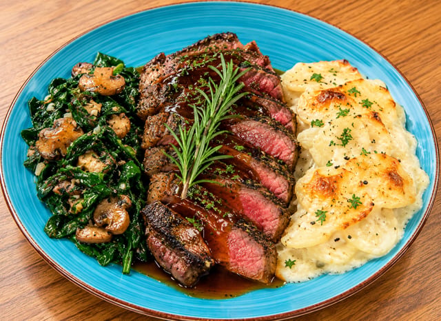 Marinated and Grilled Flat Iron Steak.