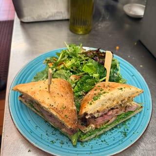 Flat Iron Steak and Arugula Sandwich