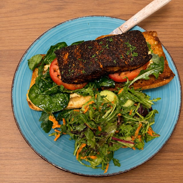 Blackened Salmon Sandwich.