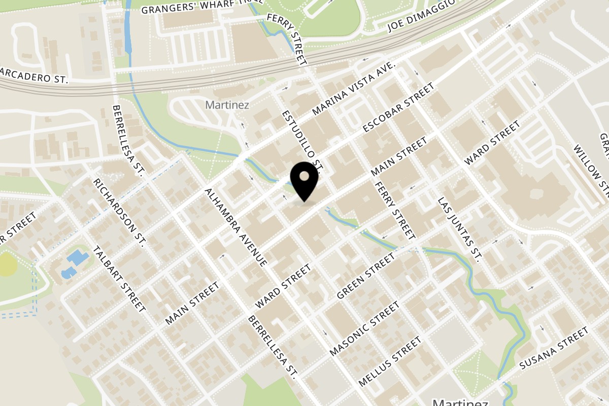 Map showing the location of Roxx on Main on 627 Main St in Martinez
